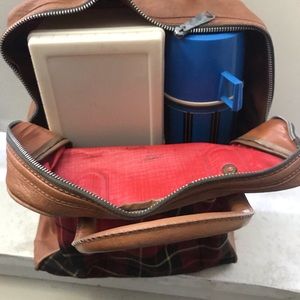 Vintage Picnic Thermos & Lunch box Set Plaid Bag King Seeley USA